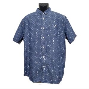 2/$30 Huntington Beach Club Men's Blue Anchor Print Shirt Size XLarge